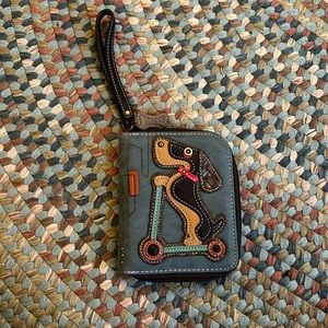 Chala Dog on a scooter wallet